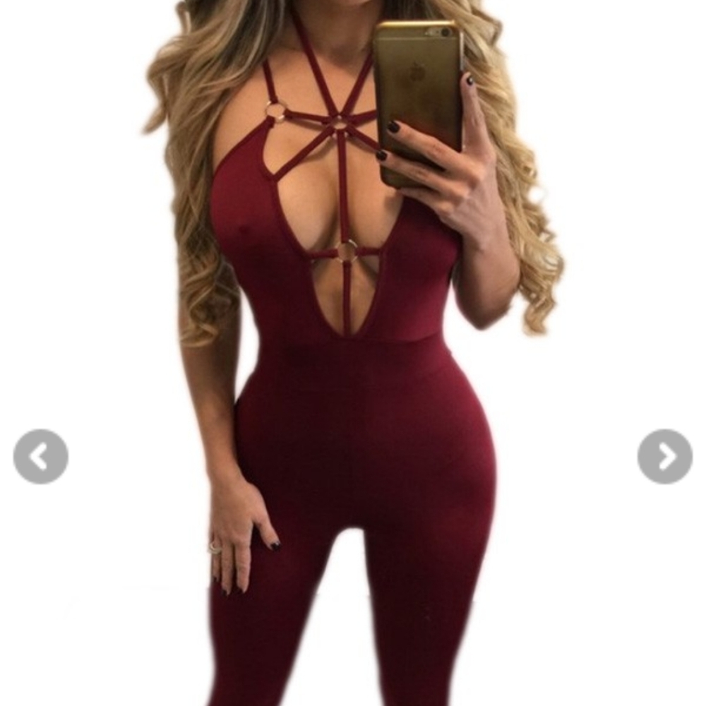 Burgundy jumpsuit